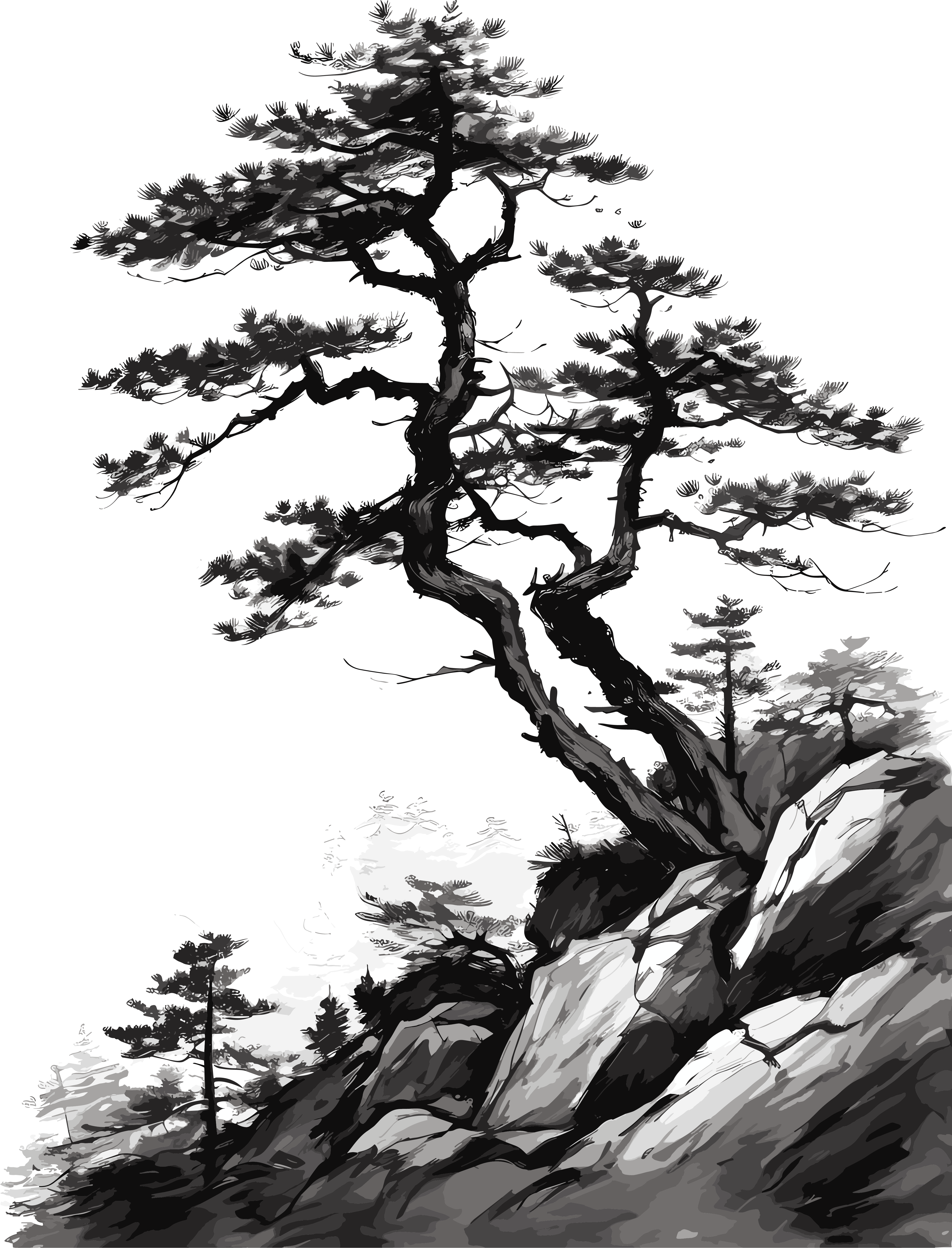 中国风墨迹白色背景插画