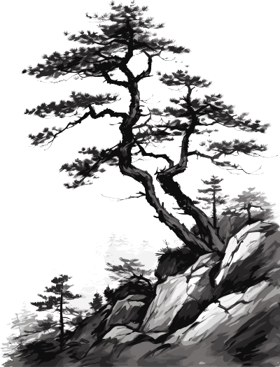 中国风墨迹白色背景插画