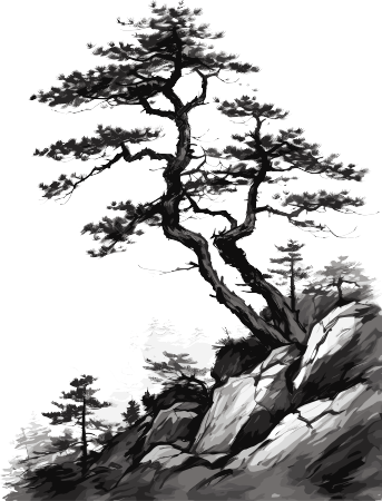 中国风墨迹白色背景插画
