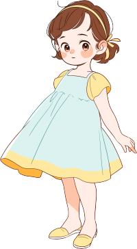 小女孩蓝裙可爱插画