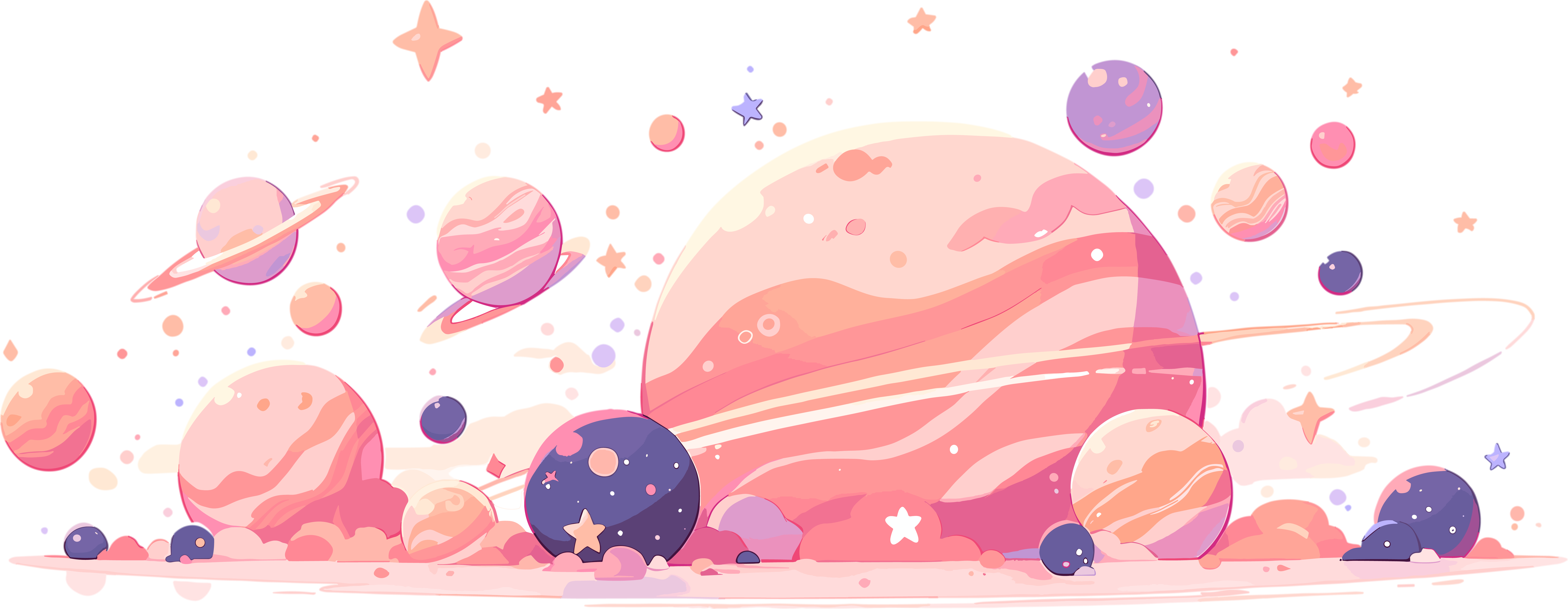 多彩星球扁平向量插画