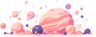 多彩星球扁平向量插画