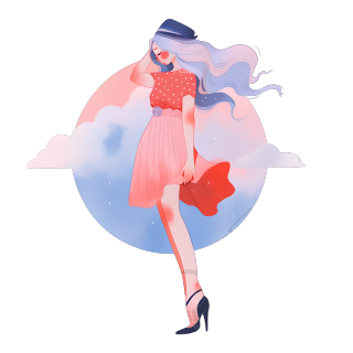 女生水彩浪漫插画图形素材