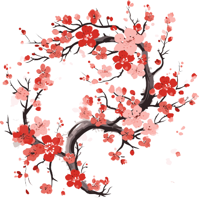 白底国风梅花插画设计