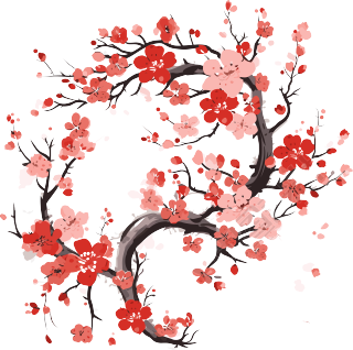 白底国风梅花插画设计