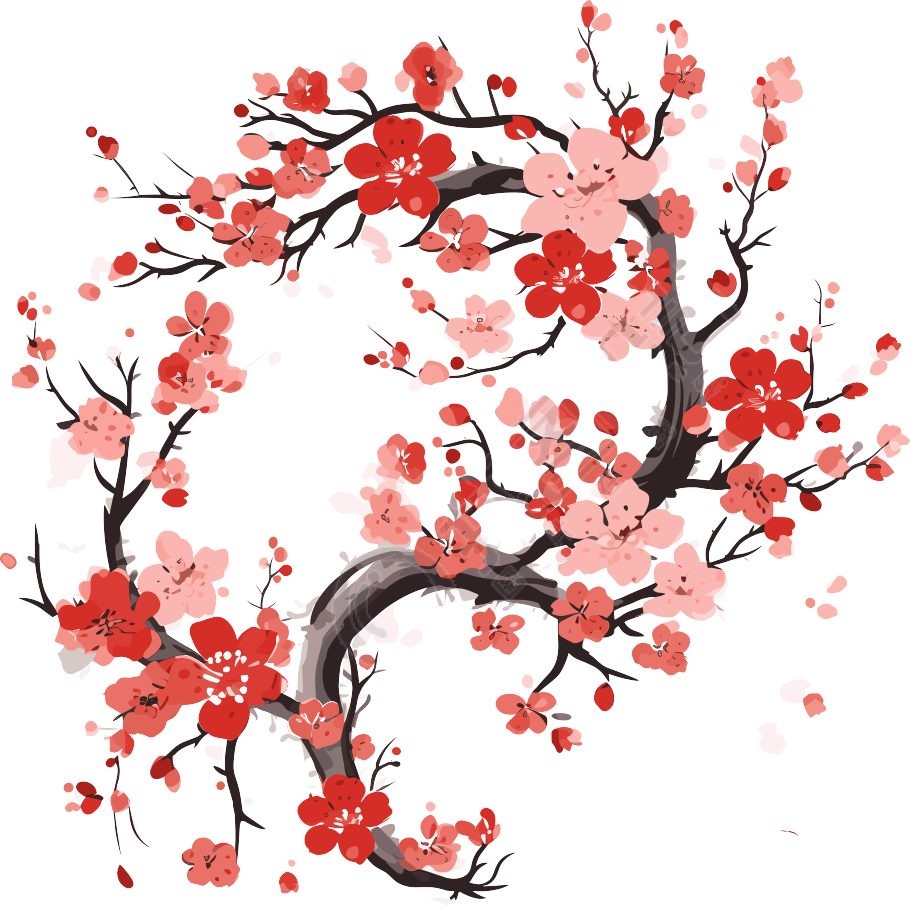 白底国风梅花插画设计