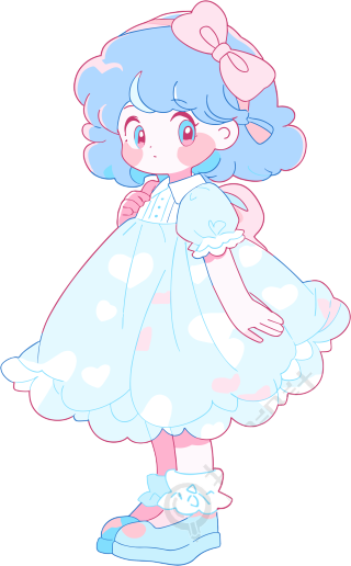 小女孩呆萌插画
