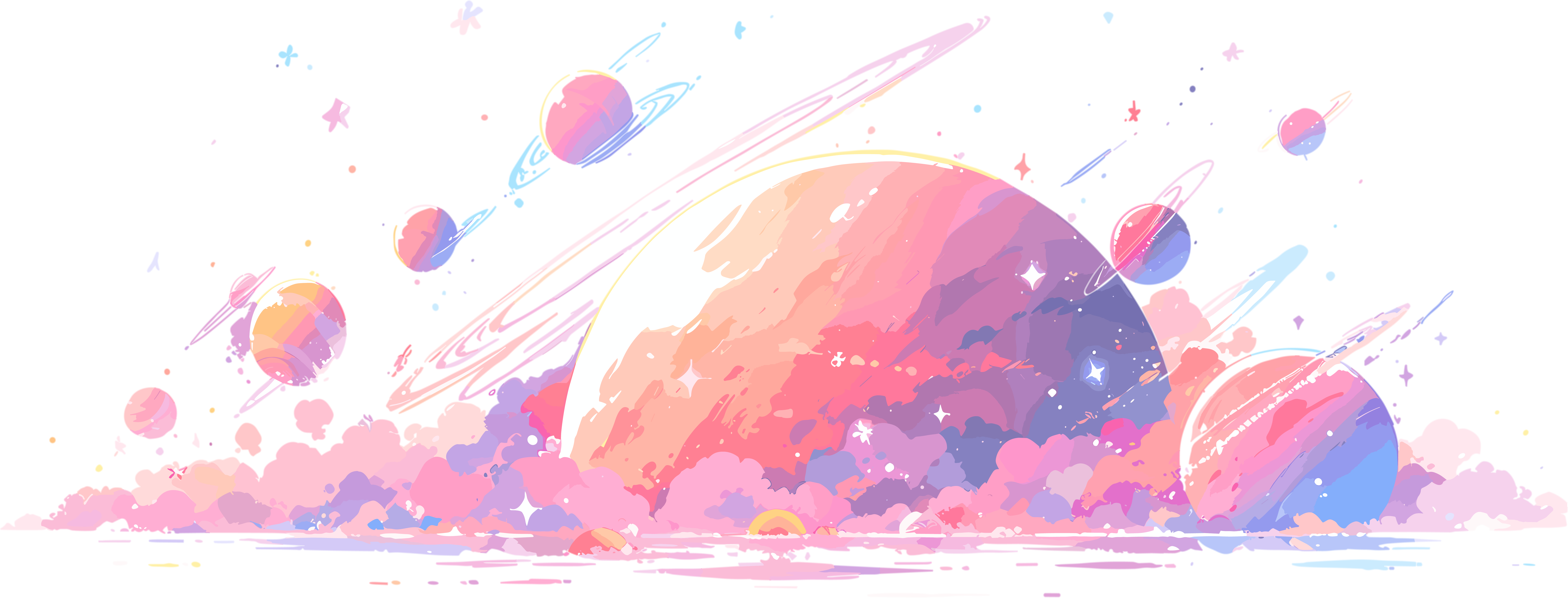 星空星球平面矢量插图