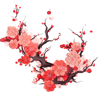 白底中国风梅花插图设计