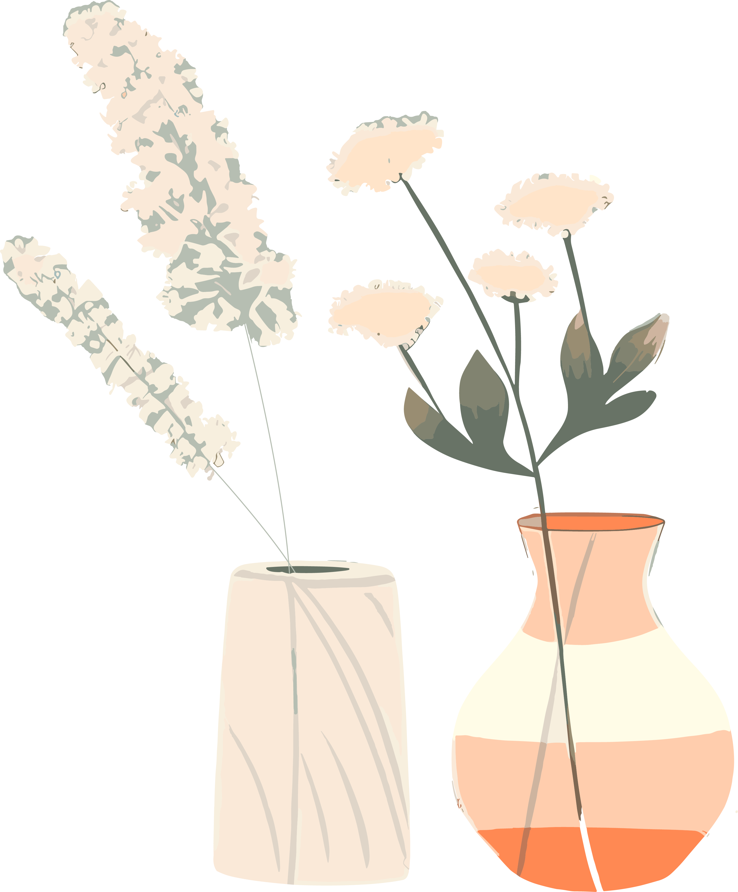 花朵主题的简约线条插画素材