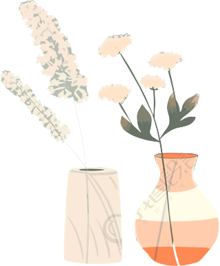 花朵主题的简约线条插画素材