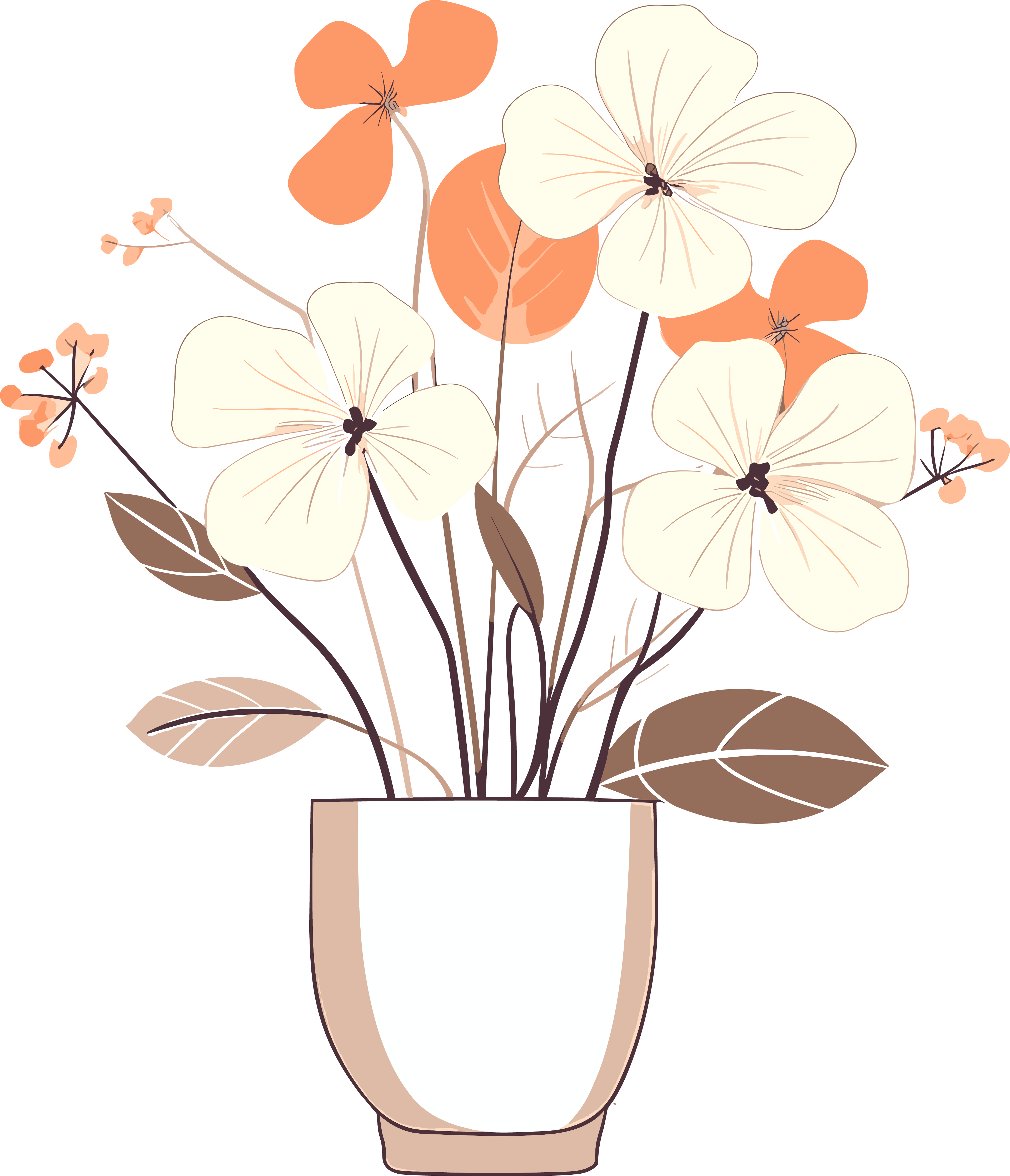花朵主题的简约插画设计素材