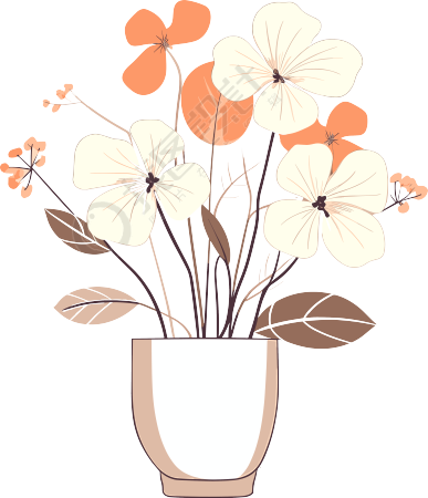 花朵主题的简约插画设计素材