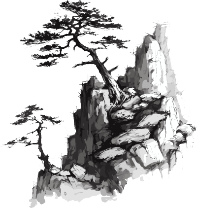 中国风松树山脉插画