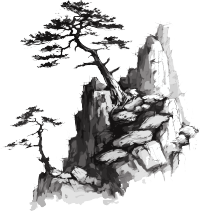 中国风松树山脉插画
