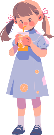小女孩可爱搞怪的蓝裙插画