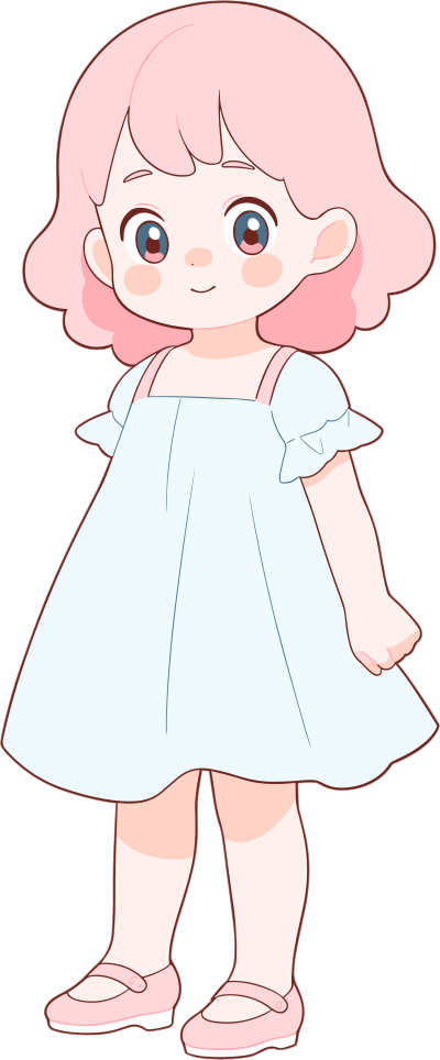 小女孩可爱简约插画
