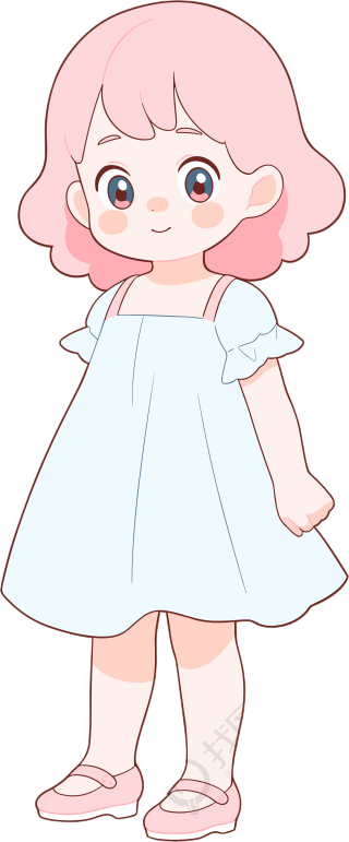 小女孩可爱简约插画