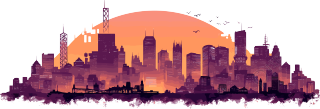 橙色城市天际线透明图