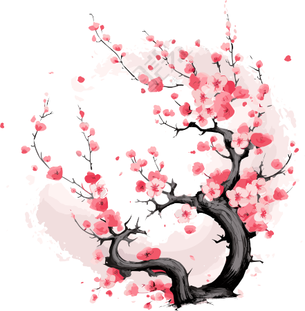 中国风白底梅花插画