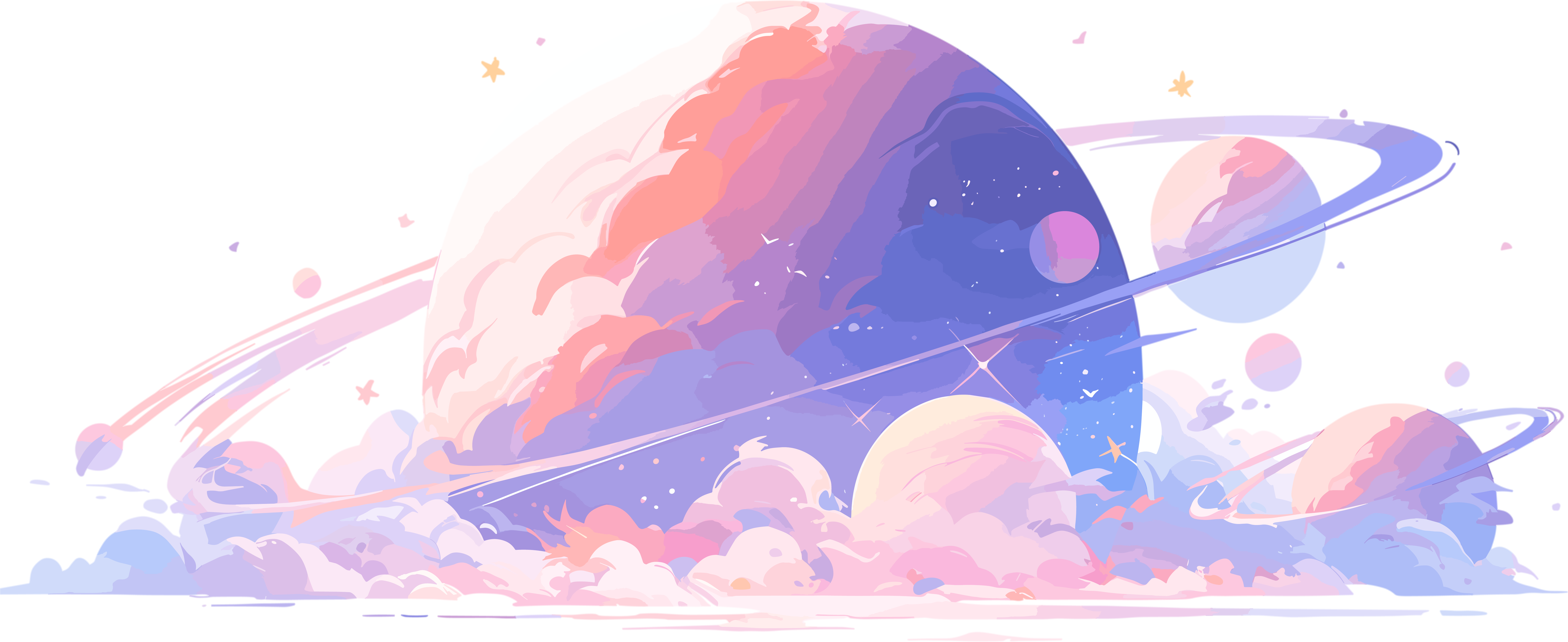 太空星球平面矢量图设计