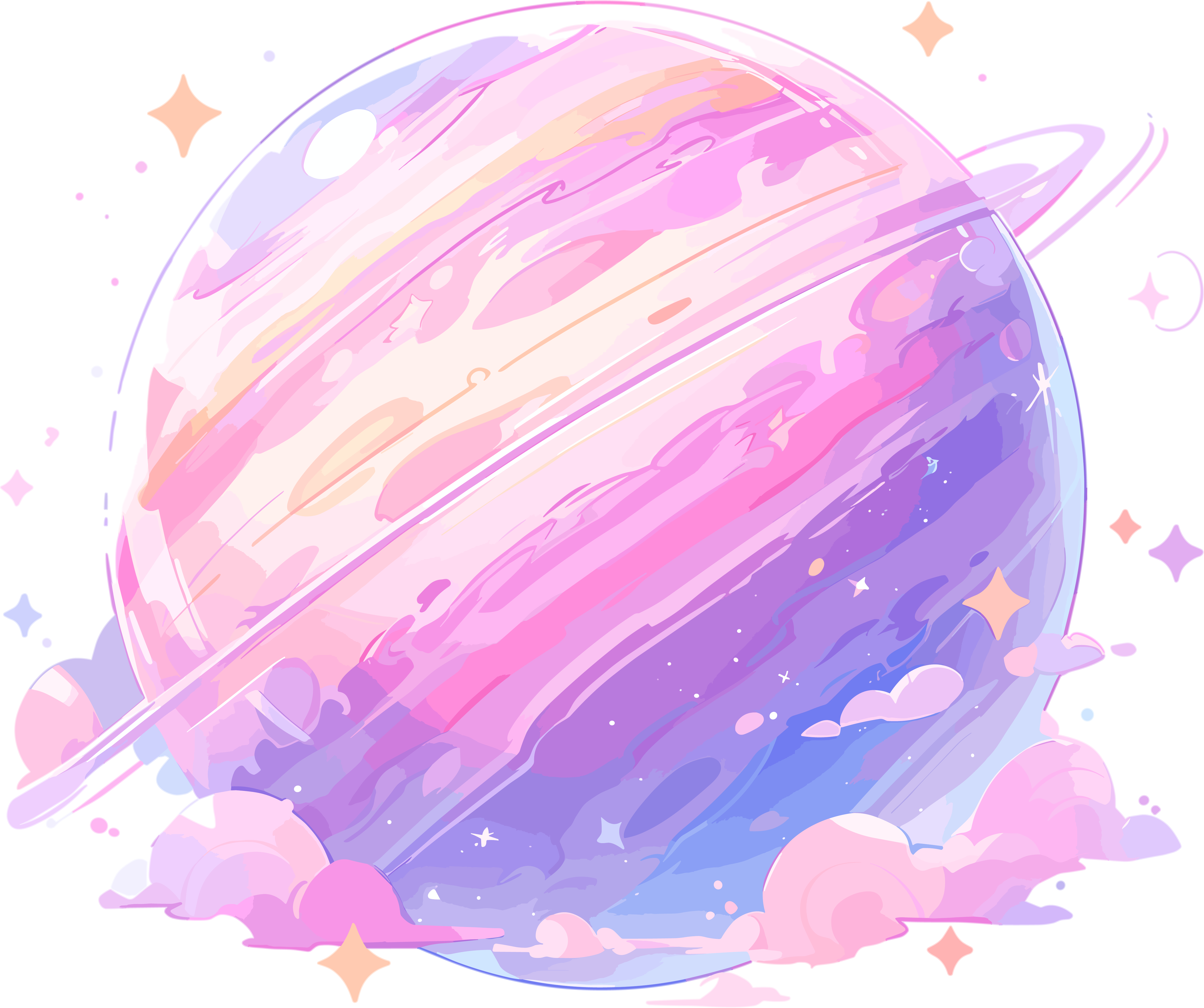 空间星球平面矢量插画