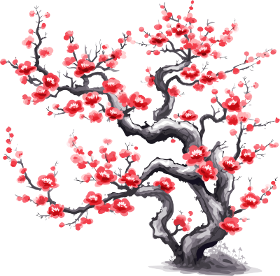白底中国风梅花插画设计