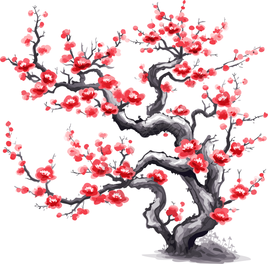 白底中国风梅花插画设计