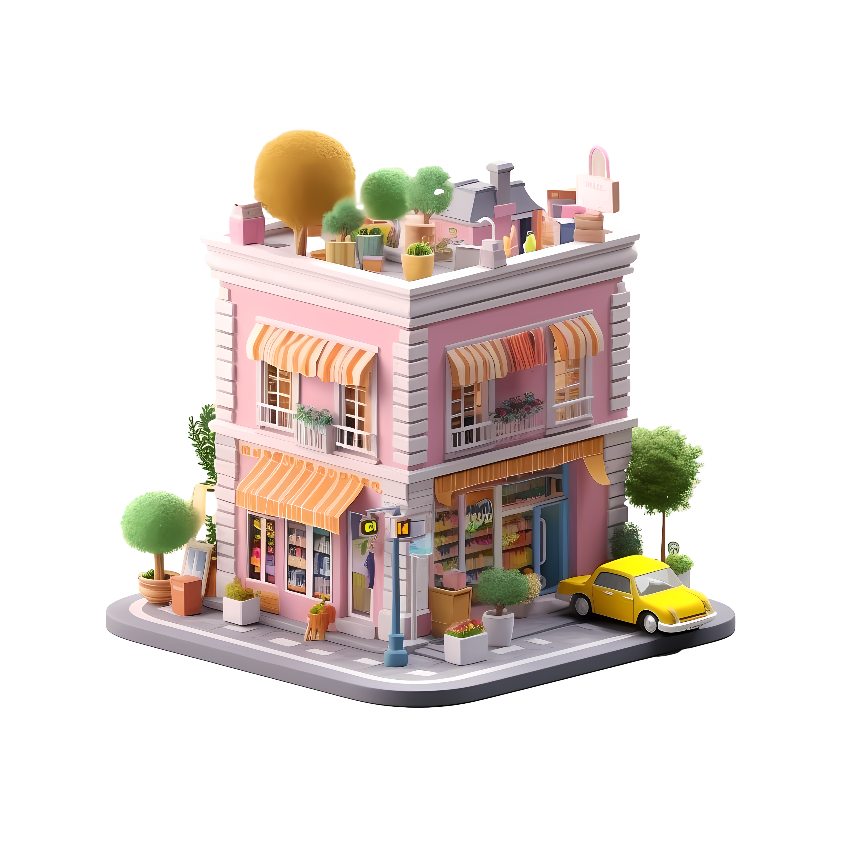 法国特色书店3D卡通模型