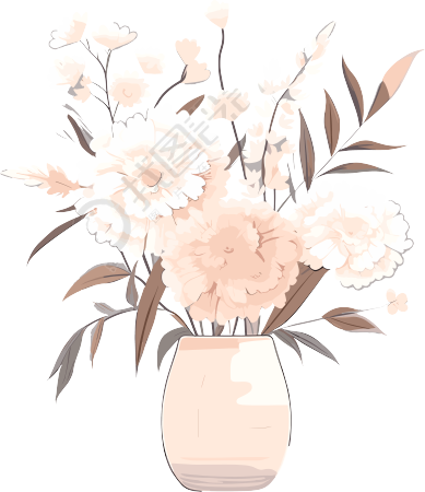 花朵素材简约线条插画设计元素