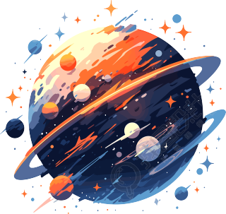 星球平面矢量插图