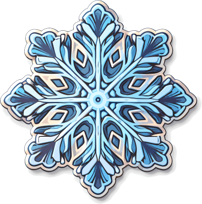 白边白底的流行风格雪花贴纸