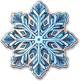 白边白底的流行风格雪花贴纸
