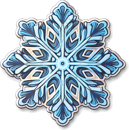 白边白底的流行风格雪花贴纸
