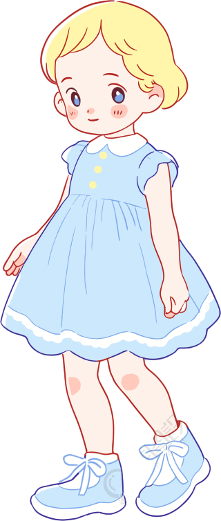 可爱小女孩简约插画设计素材