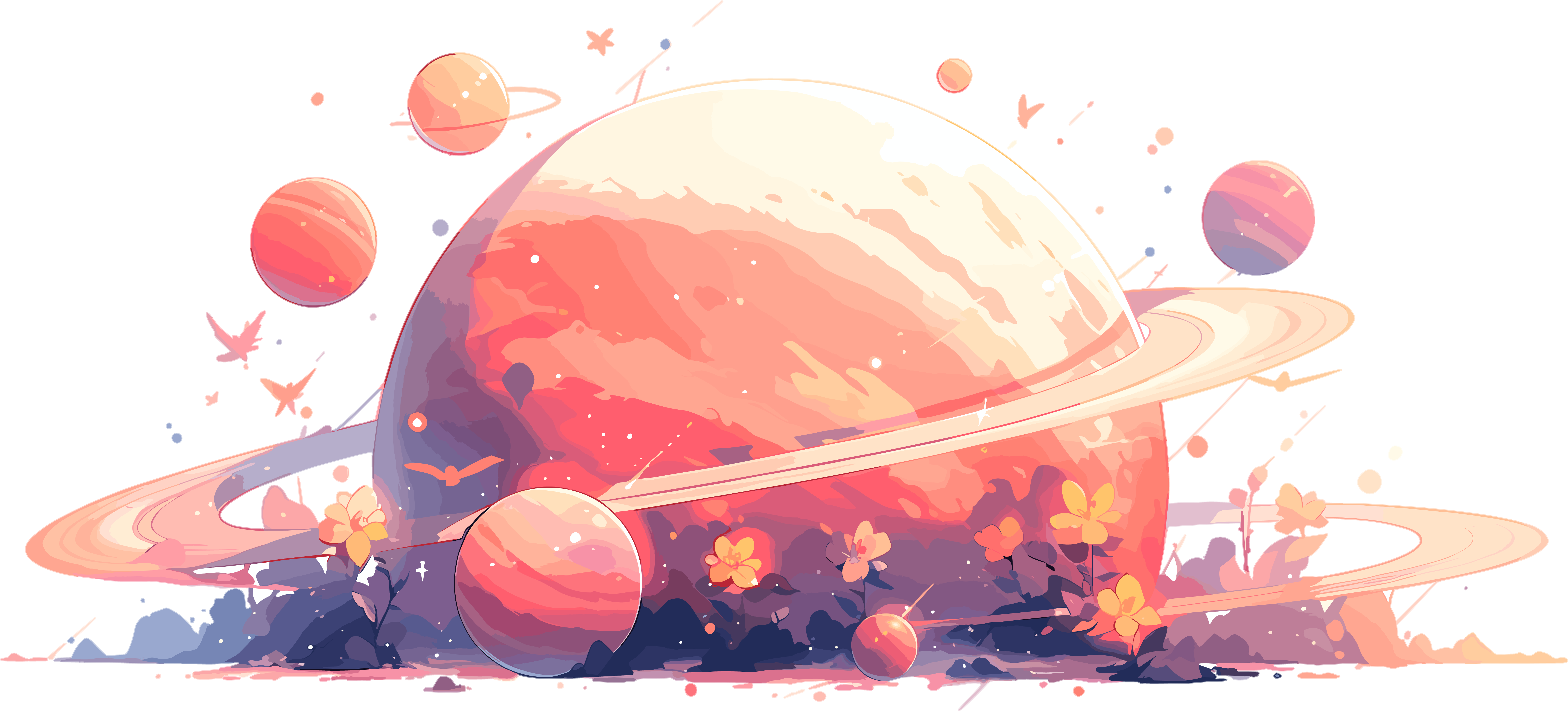 太空星球平面向量插图