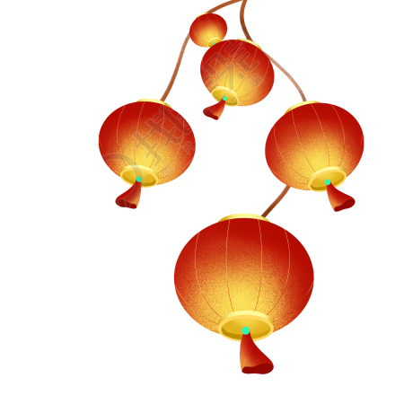 喜迎元旦大红灯笼商用素材