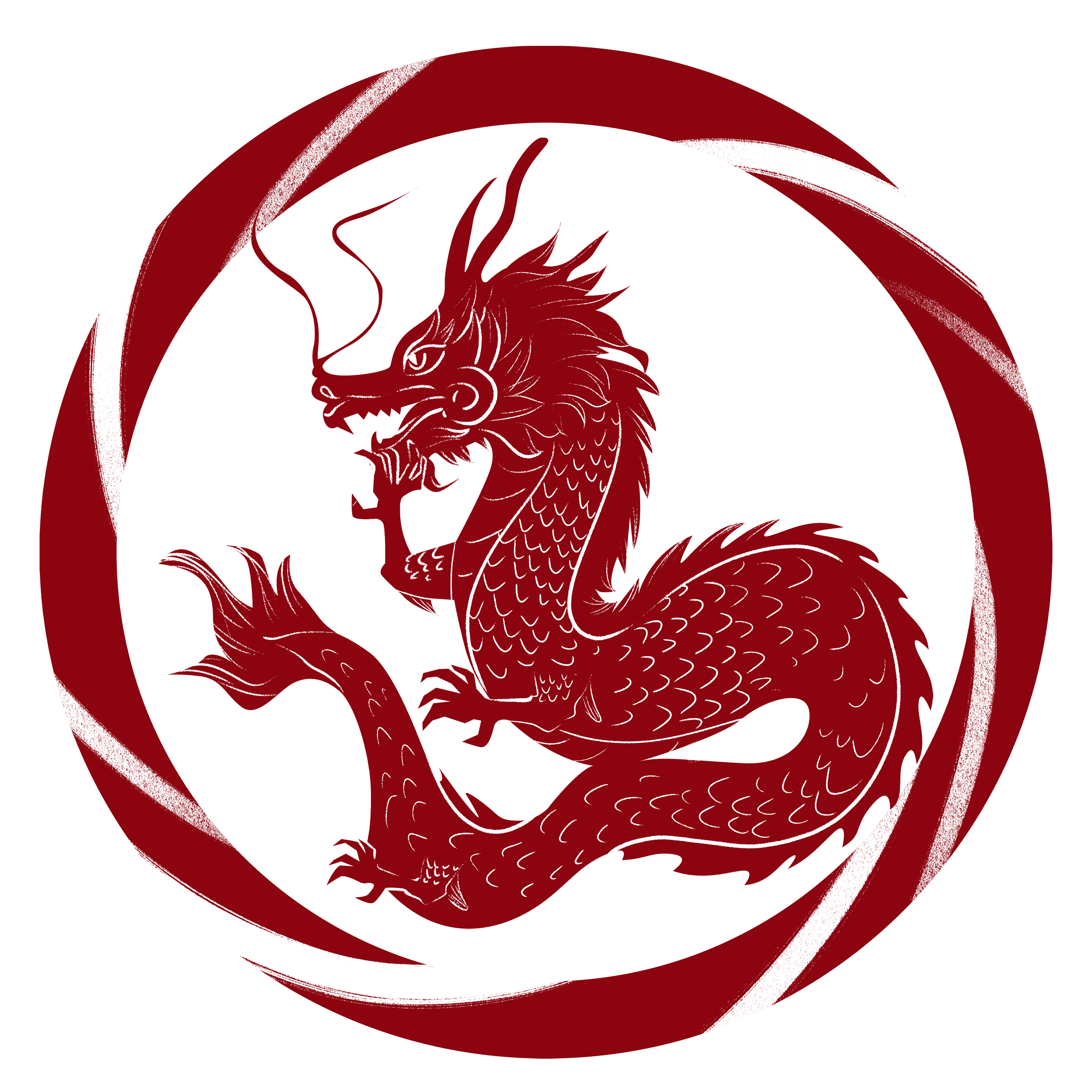 中国龙图腾手绘元旦快乐素材