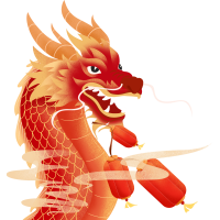 元旦中国龙和红灯笼插画
