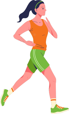跑步女生强健体魄手绘插画