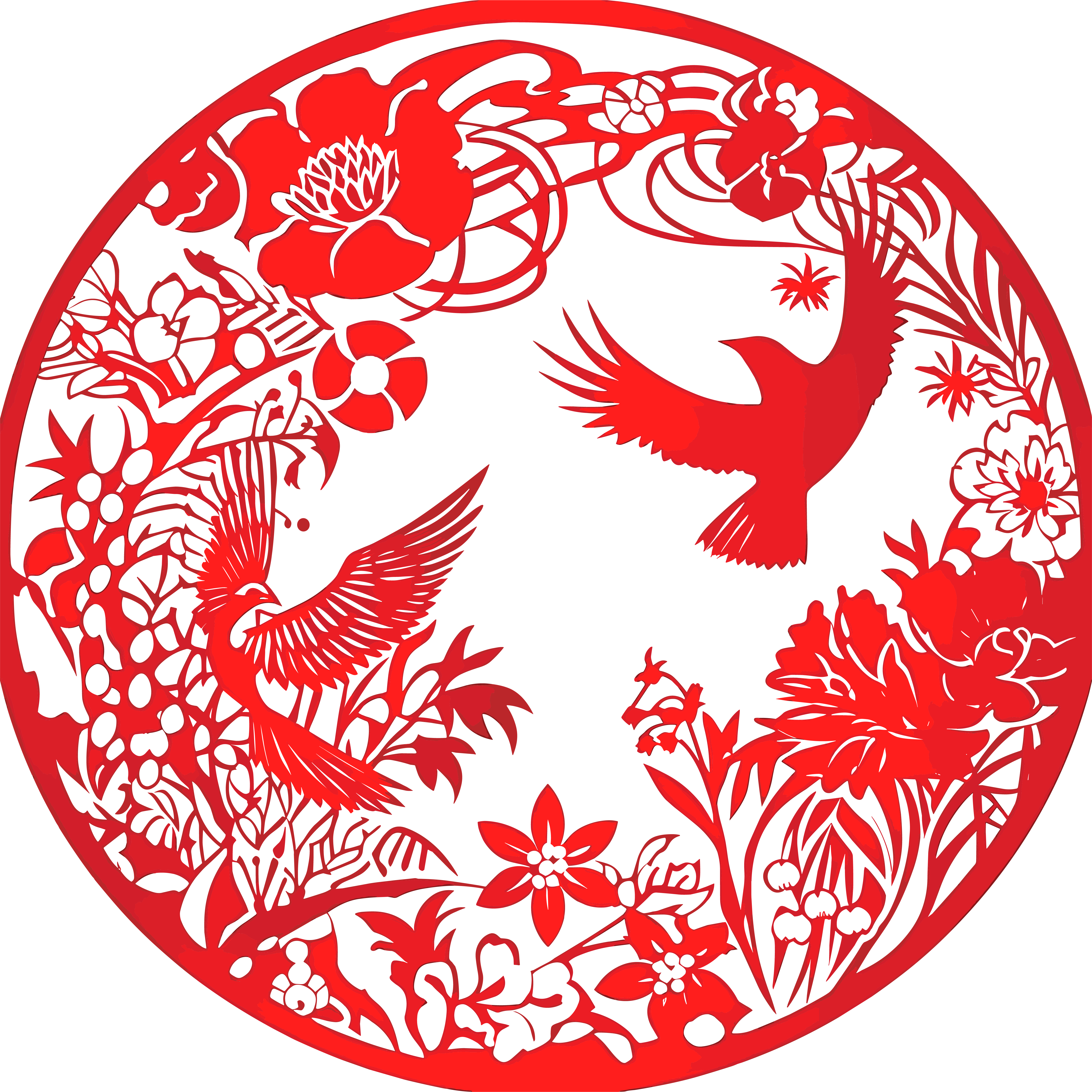 剪纸窗花喜鹊素材
