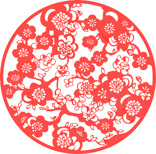 剪纸窗花梅花可商用素材