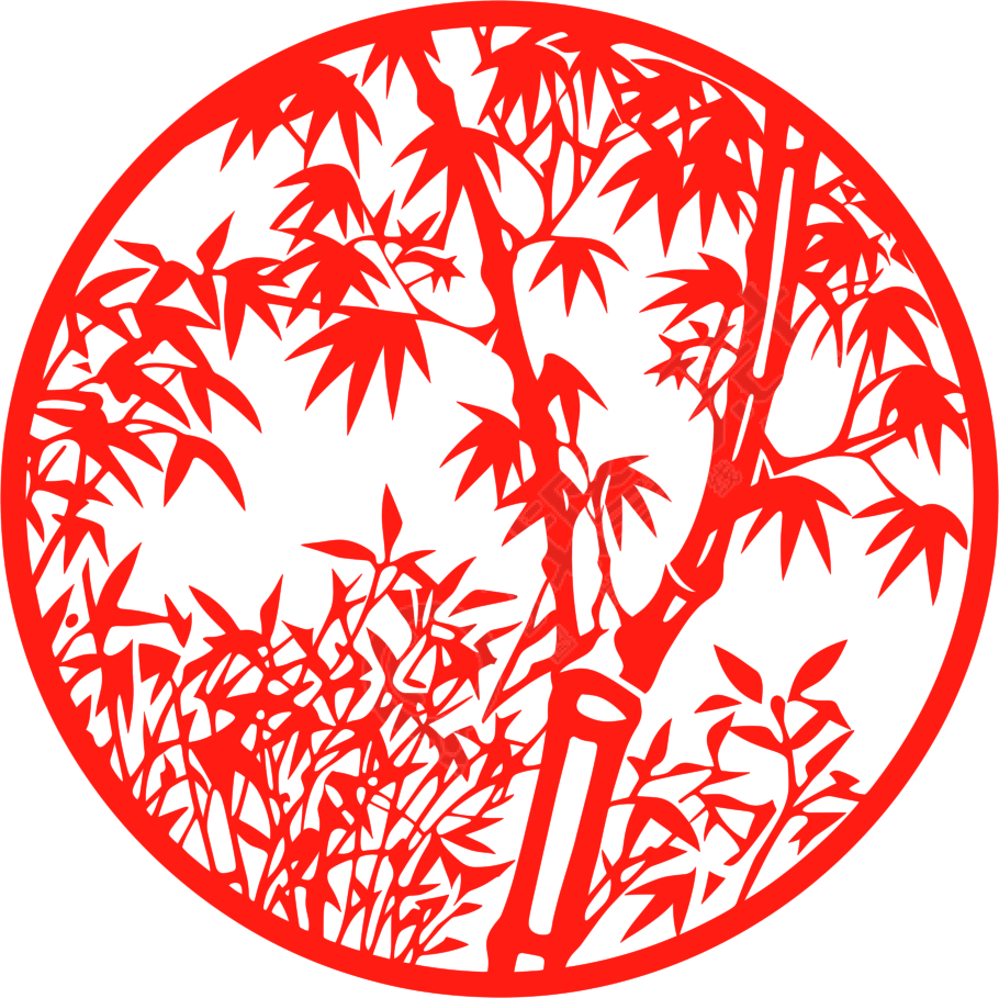 剪纸窗花竹叶创意设计素材