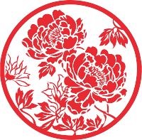 剪纸窗花唯美牡丹插画