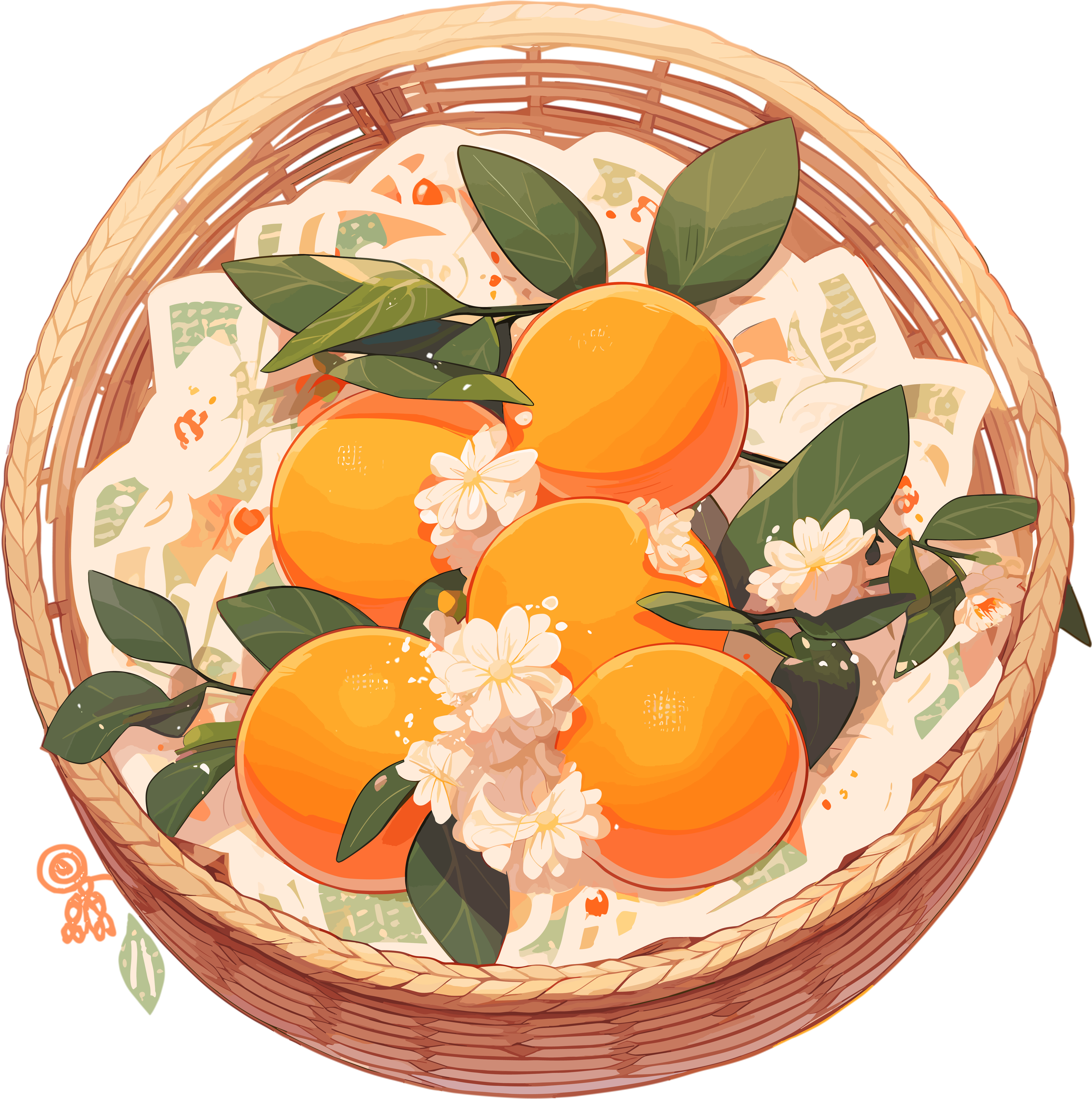 篮子里的橙子插画