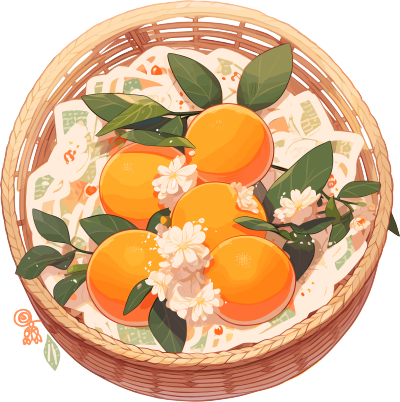 篮子里的橙子插画