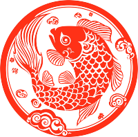 剪纸窗花锦鲤扁平素材