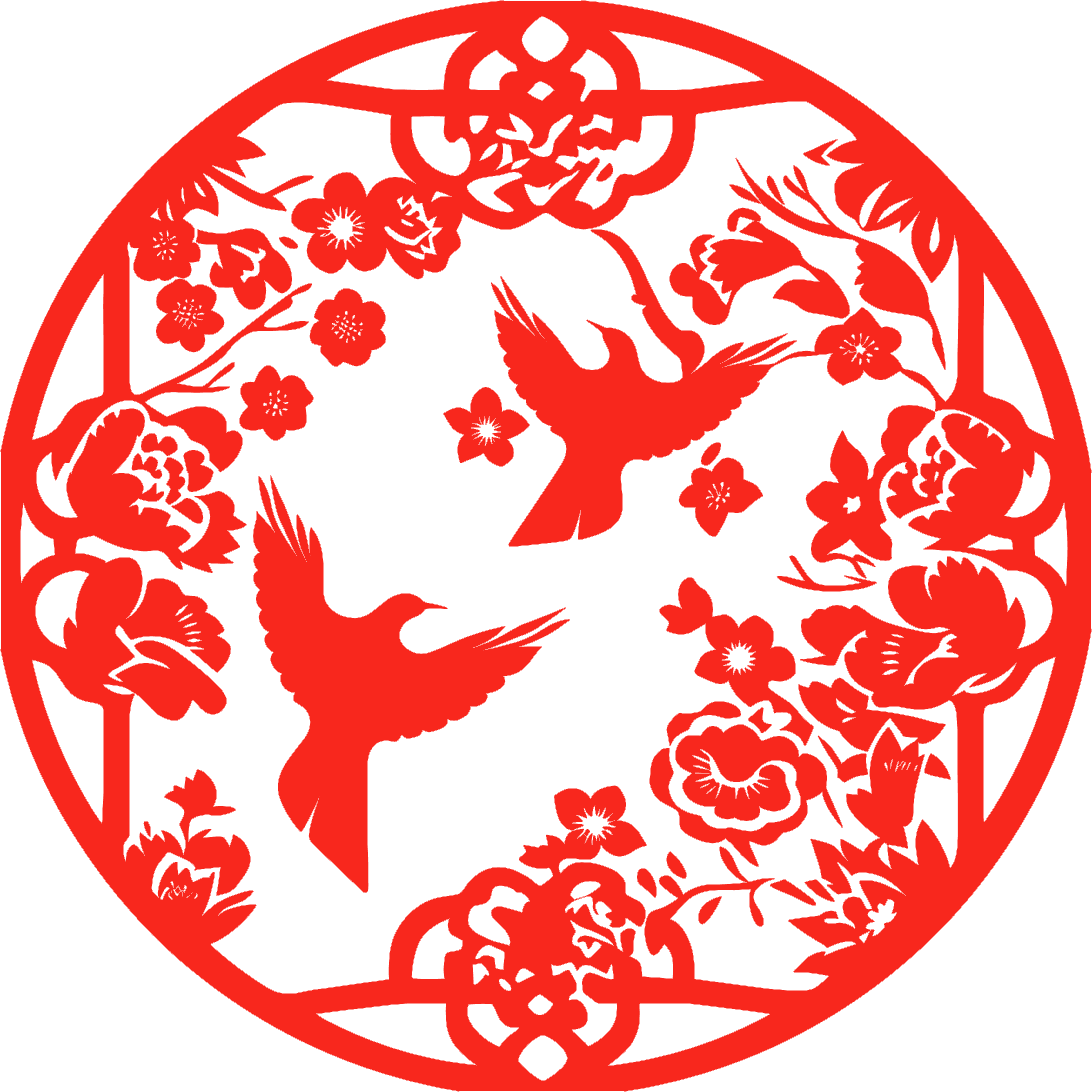 剪纸窗花喜鹊梅花插画