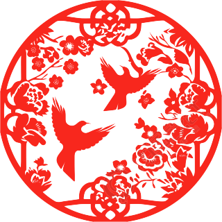 剪纸窗花喜鹊梅花插画