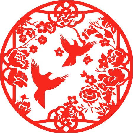 剪纸窗花喜鹊梅花插画